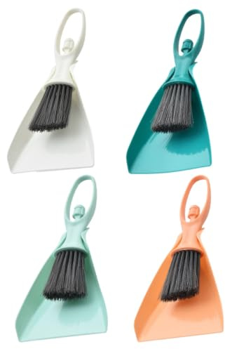 LIFKOME Set of 4 Mini Cleaning Brushes and Dustpans for Desktops Keyboards and Car Detailing and Easy to Grip