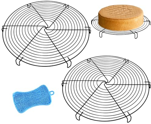 LdawyDE Parrilla Enfriador de Tartas, 2 Pcs Rejilla para Enfriar Reposteria de Acero Inoxidable 32cm Rejilla Circular de Repostería Cooling Rack