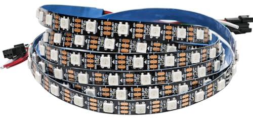Tesfish WS2812B LED Streifen Licht RGB Pixel Strip 2m 5V 5050 120 LEDs IP30 Flexible Schwarze PCB Vollfarbiger Individuell Adressierbarer Smart Lichtleiste für Werbung Dekoration DIY Projekte