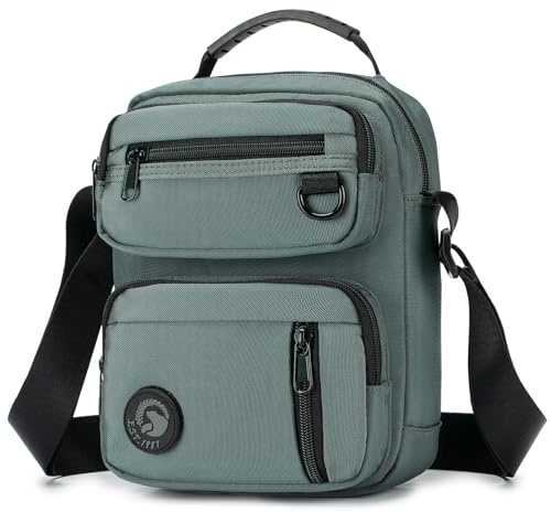 SUCIKORIO Umhängetasche Herren Klein mit Patches Klett, Multi-Pocket Männer Schultertasche Wasserdicht Oxford Sling Crossbody Bag Tactical Handtaschen Herrentasche Mit Oberem Griff für Arbeit, Reise