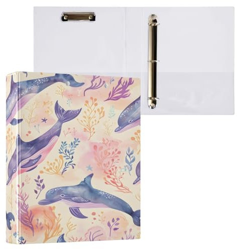 Delphin Sea Light Pink 3-Ringordner mit Klemmbrett, Aktenordner für Büro, Schule, mit Tasche