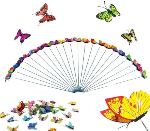 20 pcs Farfalle Da Giardino Con Asta Di Inserimento, Colorati Giardino Farfalle Ornamenti,Ornamenti Da Giardino,Farfalle da Giardino su Bastoni, Ornamento di Farfalle Colorate Include, Ornamenti