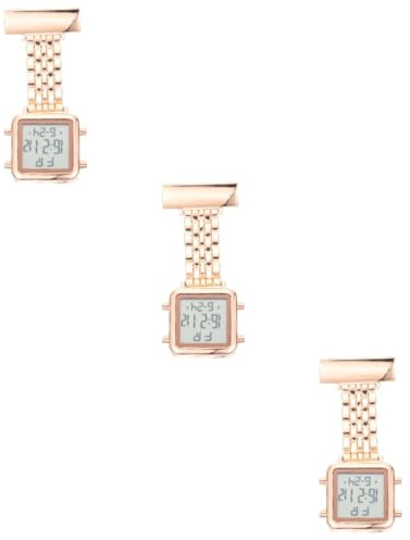 SAFIGLE 3st Schwesterntisch Hängende Uhr Digitaler Alarm Schwesternuhr Zum Anklemmen Wecker Uhr Hängende Taschenuhr Schwesternuhren Für Damen Clip-on-Uhr Pflege Legierung Rose Gold