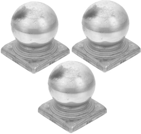 HOMOCONO 3pcs Zinc Steel Square Fence Post Caps Iron Fence Post Covers Protective Finials for 80x80mm Metal Railings for Outdoor