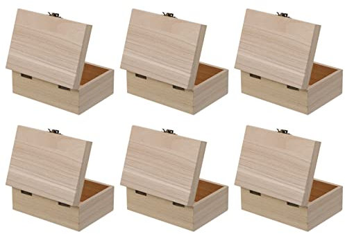 NUOBESTY 6stücke Unlackierte Holzaufbewahrungsboxen Mit Klappdeckel Holzgeschenkboxen Für Kreative Bastelprojekte Und Dekorative Aufbewahrung