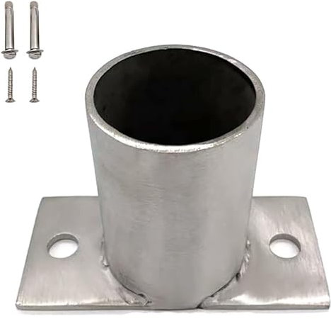 Post Anchor Base, Deck Post Base, Stainless Steel Post Base Kit Antirust Post Anchor Outdoor Round Post Brackets Support for Fence, Mailbox, Deck, Pergola Brackets Fence(1pc,Diameter: 1.18in; H: 1.57i