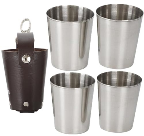 ABOOFAN 1 Jeu verre de vin boire distributeur Tasses Piscine couvercle verre cafe latte à bière bière s à bière petite tasse à liqueur tasse de camping Acier inoxydable