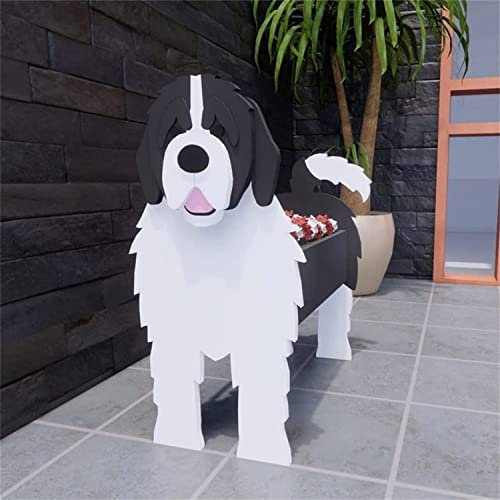 HUIBBGO Cute Dog Flower Pots Outdoor, Animal Shaped Planter, Wooden Planter Boxes for Garden Flowers Succulent Planter, Home Garden Decoration