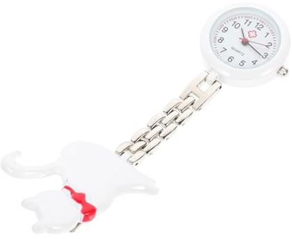Holibanna Uhr Krankenschwester mit Katzenmotiv Quarz Taschenuhr Weißes Glasgehäuse Leicht zu Reinigen für Krankenschwestern und Ärzte