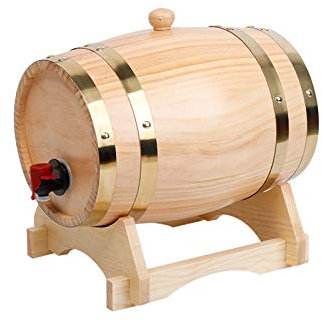 Botte per Vino in Rovere da 3 l/5 l/10 l/15 l/20 l/30 l/50 l con Cuscinetto in Alluminio Incorporato, Adatta per la vinificazione o per conservare Whisky, Birra, Vino, Bourbon, Brandy.