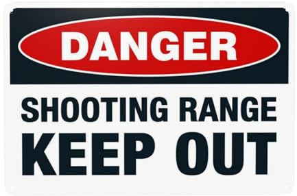 Cartel de metal de advertencia de seguridad con texto en inglés Danger Shooting Range Keep Out para negocios, oficina, carretera, hogar, calle, pared, decoración personalizada, fácil de montar, 30 x