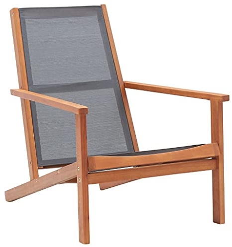 Qnhdfrt Gartenstuhl grau 64x92x83 cm aus massiv Eukalyptus Holz & Textilene Robustes Outdoor Sessel für Terrasse Balkon Camping Garten Lounge