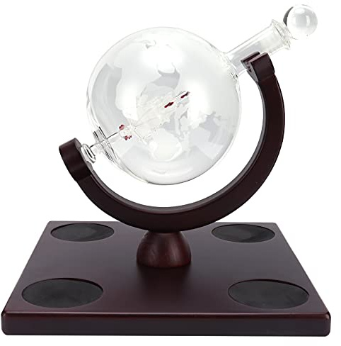 Cocoarm Ensemble de Carafe à Whisky Globe, personnalisé Améliore le Goût de la Boisson, Verre Borosilicate Transparent de qualité Supérieure, Design étanche et 4 Verres à Take/Attempt, Illustration