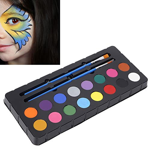 Generic Face Body Paint Set, 16 Colors Safe DIY Halloween Party Painting Palette with Paint Brushes, Water Soluble Face Painting, for Halloween, Cosplay, Parties