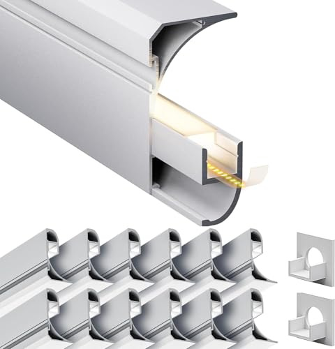 LASLUX 5x Aluminium Eckprofil 2m (10m) Sockelleiste mit Mattweißem Diffusor – Für 9mm LED Streifen, Trockenbau & Deckenmontage, 36,4x60,2mm