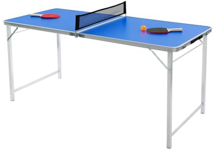 Mesa de ping pong portátil de 152 x 67 cm, mesa de ping pong plegable con red, 2 raquetas, 3 pelotas, mesa de ocio Ping Pong para exterior e interior