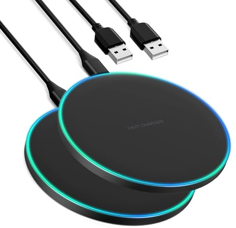 Wireless Charger, 2 Pack Wireless Charging Pad for iPhone 17/16/15/14/13/12/11 Pro/Pro Max/XS Max/XR/SE, Wireless Charging Mat Station for Samsung Galaxy S22/S21S20/S10/S9/Note10/9, AirPods 2/3/4/Pro