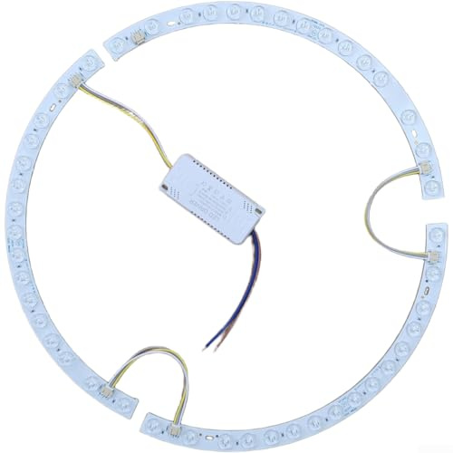 Tira LED curvada de 38 cm para luz de ventilador de techo, barra de montaje magnética de tres colores cambiantes de 36 W con lente, pieza de repuesto de iluminación tricolor flexible (tira de luz +