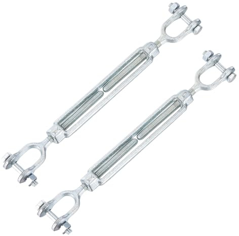 PATIKIL Heavy Duty Turnbuckle, (M8, Silver)(2 Pcs), Hot Dipped Carbon Steel Jaw and Jaw Turnbuckle Heavy Duty Cable Tensioner, Suit for - Shade Sail/Yard Zipline/Deck