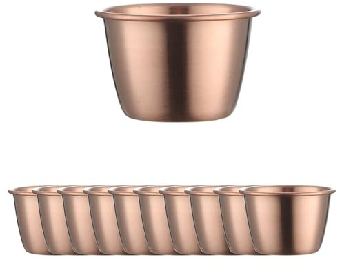 maiwalk Stainless Steel Sauce Cups Dipping Sauce Dishes Condiment Ramekins Mini Sauce Bowls for Ketchup BBQ Dips Salad Dressing 10 Pack (Rose Gold, 70ml/2.35oz)