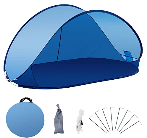 Duhome Strandmuschel Pop Up Strandzelt UV Schutz Wurfzelt Wetter- und Sichtschutz Campingzelt für Familien Strand Camping, Dunkelblau