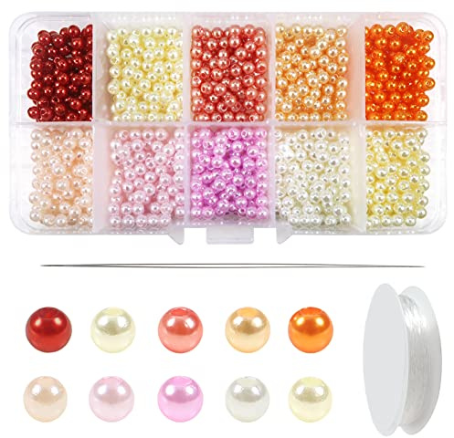 TOAOB 1000 Stück Rosa Serie 4 mm Perlen zum Auffädeln Acryl mit Loch Runde | Mehrfarbig Bastelperlen für DIY Schmuckherstellung Armbänder Halsketten Kleidung Basteln
