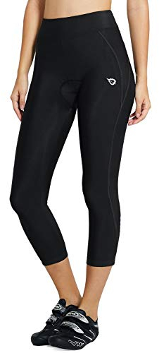 baleaf Fahrradhose Damen Gepolstert 3/4 Radlerhose Radhose Kurz Gepolsterte Leggings UPF 50+ Fahrradbekleidung Sommer Schwarz S