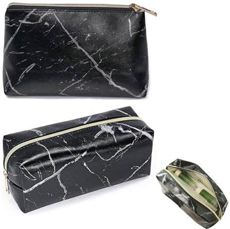 2 Stück Kosmetiktasche, Marmor Kosmetik Make-up Tasche, Tragbare Reise Kosmetiktaschen, Zur Aufbewahrung von Kosmetika, Geldbörsen und Reisetaschen