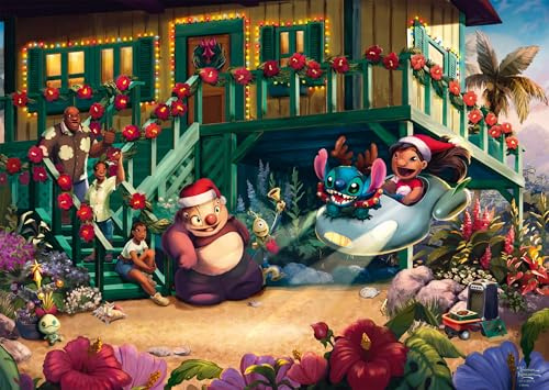 Schmidt 58049 Thomas Kinkade Disney, Lilo and Stitch, 1000 Teile Puzzle | Aloha Christmas