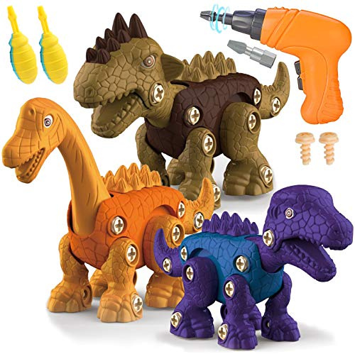 STAY GENT Montage Dinosaurier Spielzeug für Kinder mit Elektrische Bohrmaschine, 3 Packungen DIY Brachiosaurus Pädagogische STEM Baustelle Spielzeug Geschenke für 3 4 5 6 7 Jahre Jungen Mädchen