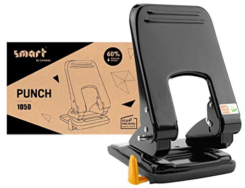 smart by Leviatan SMART 1050 Less Effort Hålslager | 60% minskad ansträngning | Högkvalitativt ergonomiskt hölje | anslagsskena med formatspecifikationer | papperstansare | kontorshålslag | 50 ark