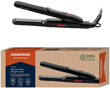 GRUNDIG HS2030 Mini-/Reise Haarglätter, Turmalin, Schwarz