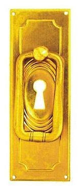 Antikhof Möbelbeschlag Jugendstil Messing geprägt, Größe: 3,3 x 9,7cm,Bestellnummer: JMLB 144, Messing-Natur