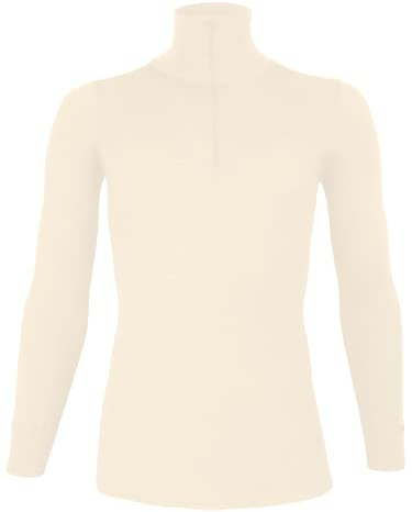 wobera AngoraRollkragenpullover mit Stehkragen und Reißverschluss mit 70% Schurwolle kbT und 30% Seide für Damen und Herren (Gr. L, Farbe: naturweiß)