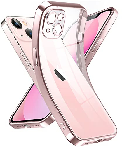 Supdeal Crystal Clear Hülle für iPhone 13, Niemals gelb mit Kameraschutz, Silikon Durchsichtig Handyhülle Weicher Passform, Ultra Dünn und Leicht Case Cover, 6,1, Rose