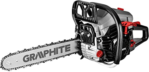 GRAPHITE Motosierra de gasolina de 2 kW (2,7 HP, riel de 16, cilindrada de 52 cm3, 2,7 kW, potencia del motor, motor de combustión de 2 tiempos, longitud del carril de 40 cm, interruptor de succión