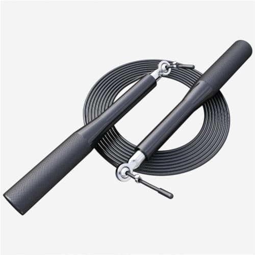 GORILLA SPORTS® Springseil 300 cm, verstellbar, Aluminium, Schwarz/Silber | Rutschfeste gerändelte Griffe, 170 g; Skipping Rope, Speed Rope, Jump Rope, Hüpfseil für Zuhause, Erwachsene, Fitness, Boxing