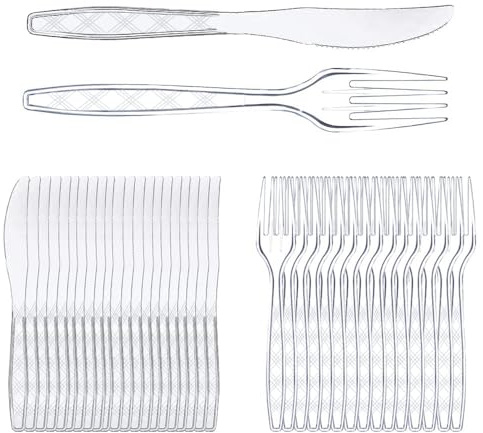 Wiederverwendbar Gabel und Messer Set, Mehrwegmesser,Wiederverwendbar Besteck,Partygeschirr Mehrweg,Nachhaltig(200)