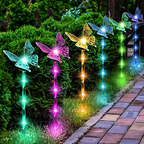 ACAREY Solar Lichterkette Aussen, Solarlampen Für Außen 6er-Pack Solar Schmetterling Lichter Gartendeko für Draußen Draußen Solarleuchten für Garten, Terrasse, Weihnachten, Hochzeiten (2 Pack)