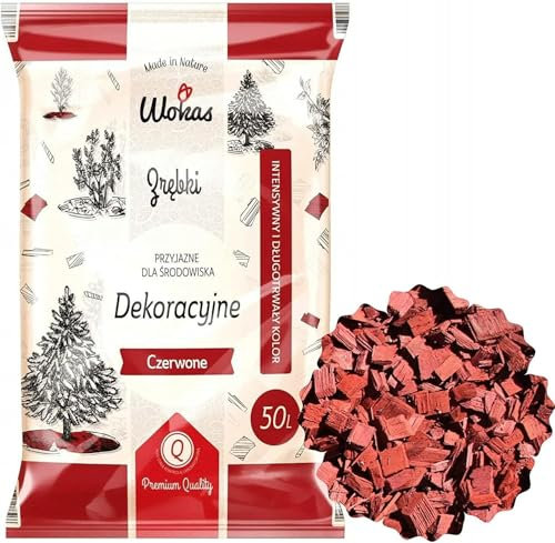 TRANS - PAL Decorative Garden Chip Bark Mulch Wood Wooden Coloured RED Garden Chippings Flower Bark Wedding Landscape Flower Beds (1 bag - 50 liters)