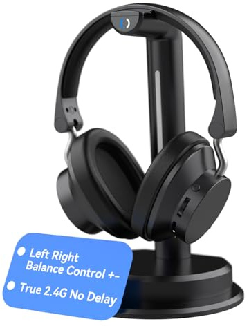 ANSTEN Casque sans Fil pour Regarder la télévision avec contrôle de l'équilibre, transmetteur numérique Optique RCA AUX 2,4 GHz, contrôle du Volume Rouleau, 5 Modes sonores, Pas de décalage Audio