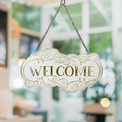All Chic Metal Welcome Sign for Front Door Hanging welcome decor Welcome Door Sign Small Hanging Welcome Back Decorations