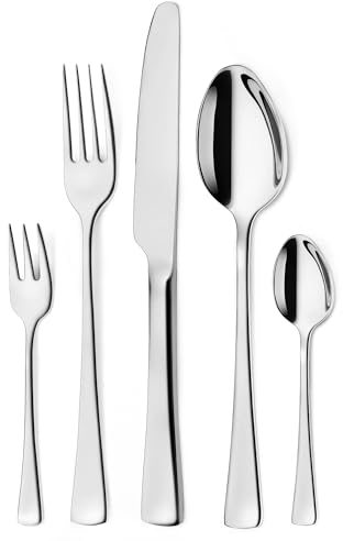 Targzier Besteck Set 6 Personen,30 teilig Hochwertiges Edelstahl Essbesteck Set mit Messer Gabel Löffel,Silber Glänzend Cutlery Set,Hochglanzpoliert,Spülmaschinenfest, von Freunden empfohlen