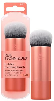 Real Techniques Bubble Blending Makeup Brush, Multipurpose Face Tool for liquid, cream, and powder products, with unique bubble head, synthetic bristles, vegan, cruelty-free, 1 count