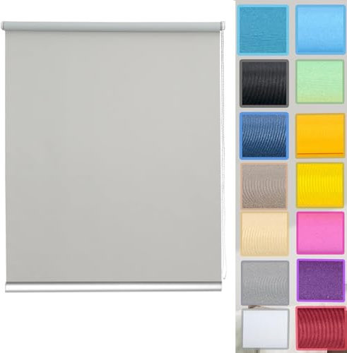 Rollos Fensterrollo Rollo Klemmfix, 35 x 220 cm Maßgeschneiderte Größe, Sonnenschutz Rollo Seitenzugrollo,Klemmrollo mit Klemmträger, für Fenster & Tür, Hellgrau