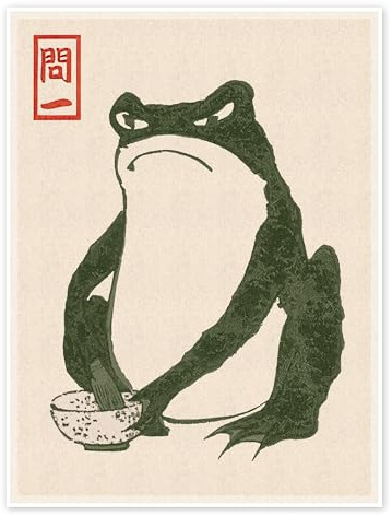 Grumpy Toad III Poster av Matsumoto Hoji 50 x 70 cm Beige Tavlor Väggdekoration