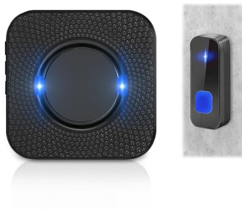 Idota Funkklingel Batteriebetrieben, funkklingel aussen wasserdicht IP55, Türklingel Kabellos 300m Reichweite Klingel Haustür mit 55 Melodien, 5 Stufen Volumes(1 in 1)