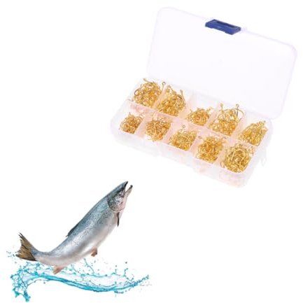 POPETPOP 500 Stück Angelhaken Goldener Kohlenstoffstahl Mit Perforation Korrosionsbeständig Für Süß Und Salzwasser Angler Geeignet Für Barsch Zander Und Flussfischen