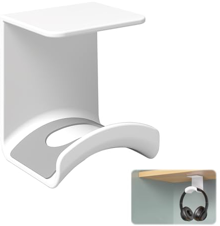 SRLWMYI Support Casque Écouteurs Crochet Headset Stand Holder avec [Adhésif Fort] Crochet Casque Support de Casque Gamer Porte Casque Bureau, pour Tous les écouteurs de Jeu/écouteurs de Bureau, Blanc