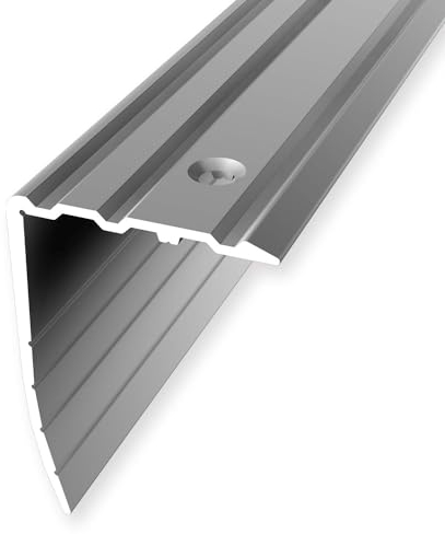 Winkelprofil 43 x 31 x 2500 mm Treppenprofil Treppenkante Treppenkantenprofil Aluminium eloxiert Geriffelt Versenkt Gebohrt Silber